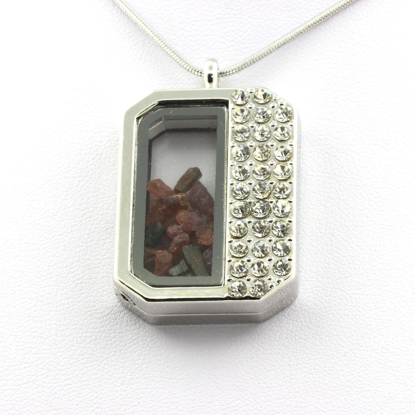 Collier Tourmaline multicolore naturels modèle demi-rectangle