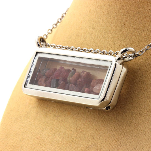 Collier Tourmaline multicolore brut modèle rectangle