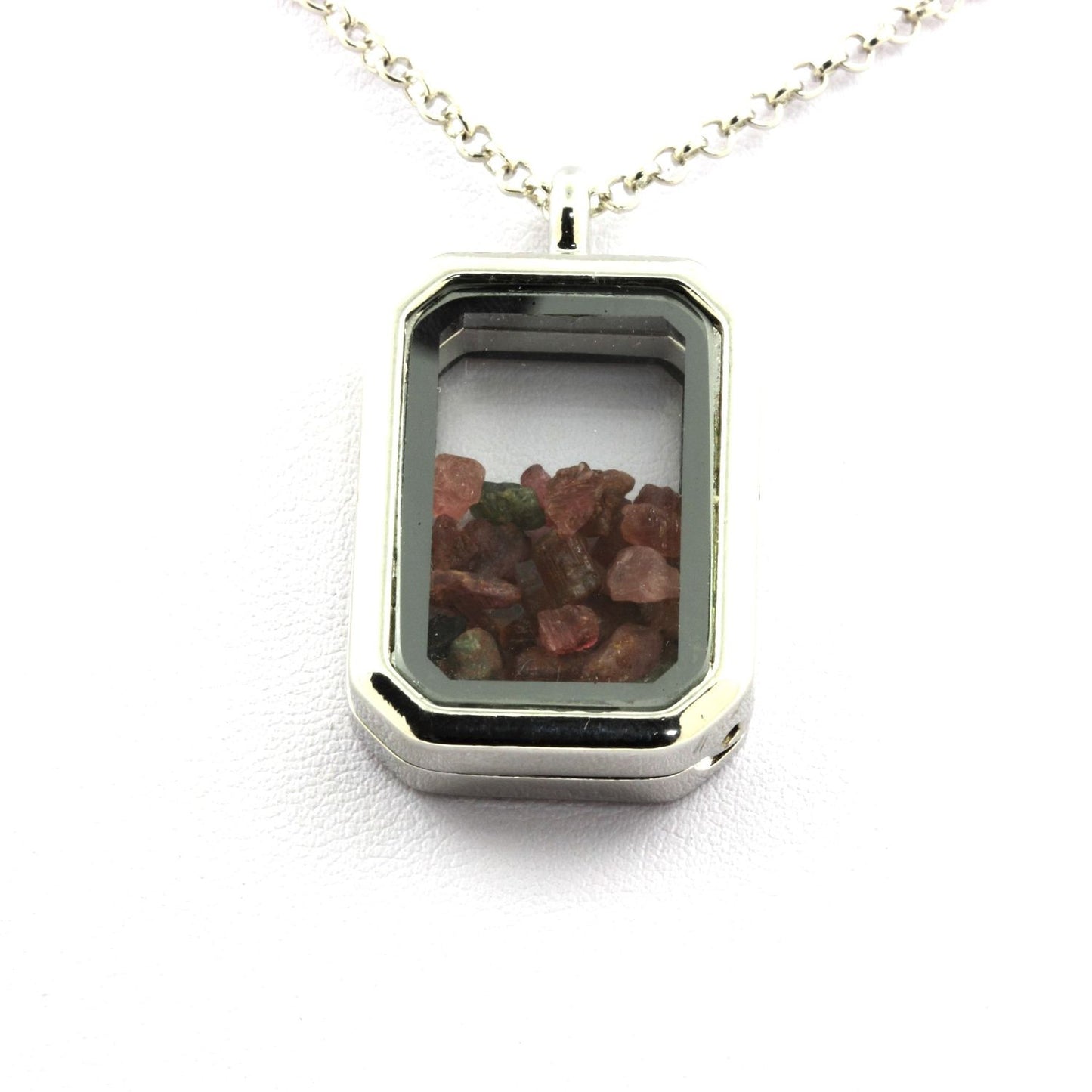 Collier Tourmaline multicolore brut modèle rectangle à pans coupés