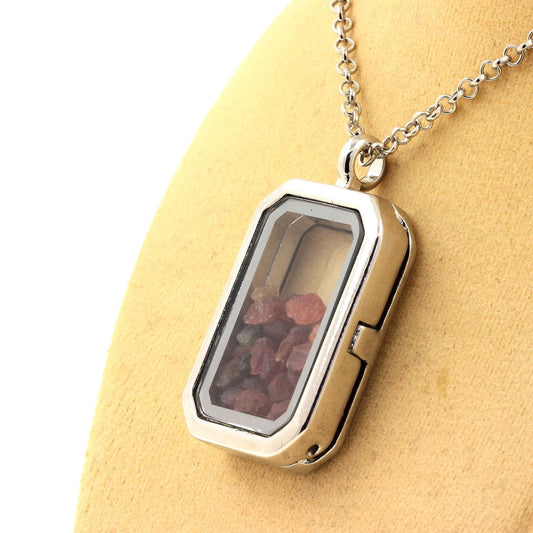 Collier Tourmaline multicolore brut modèle rectangle à pans coupés