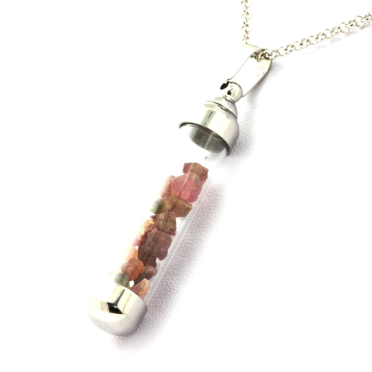 Collier Tourmaline multicolore brut modèle tube 50 mm