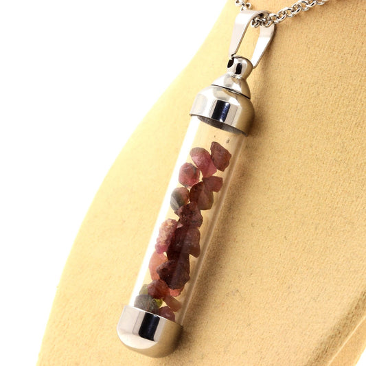 Collier Tourmaline multicolore brut modèle tube 50 mm