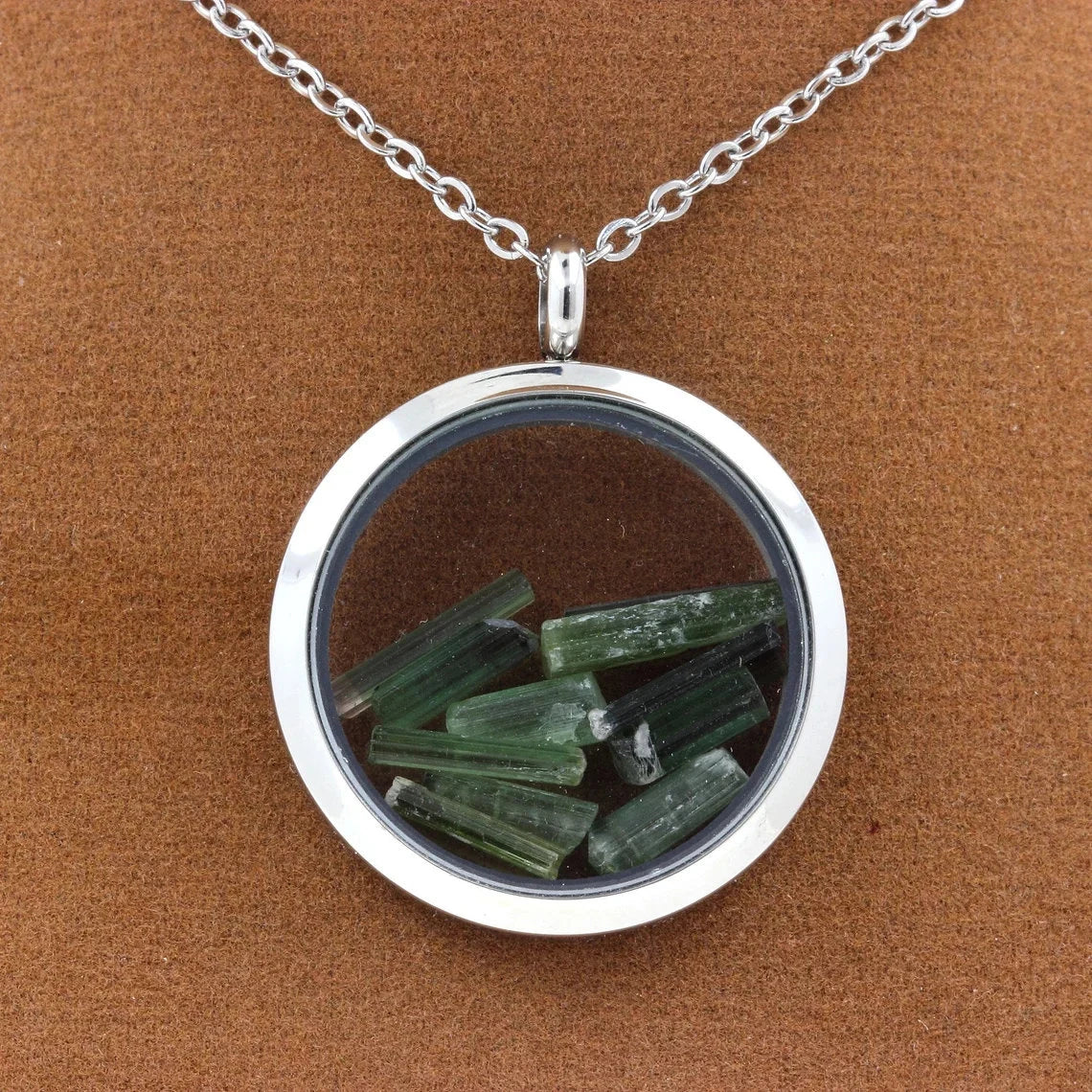 Collier Tourmaline verte modèle médaillon