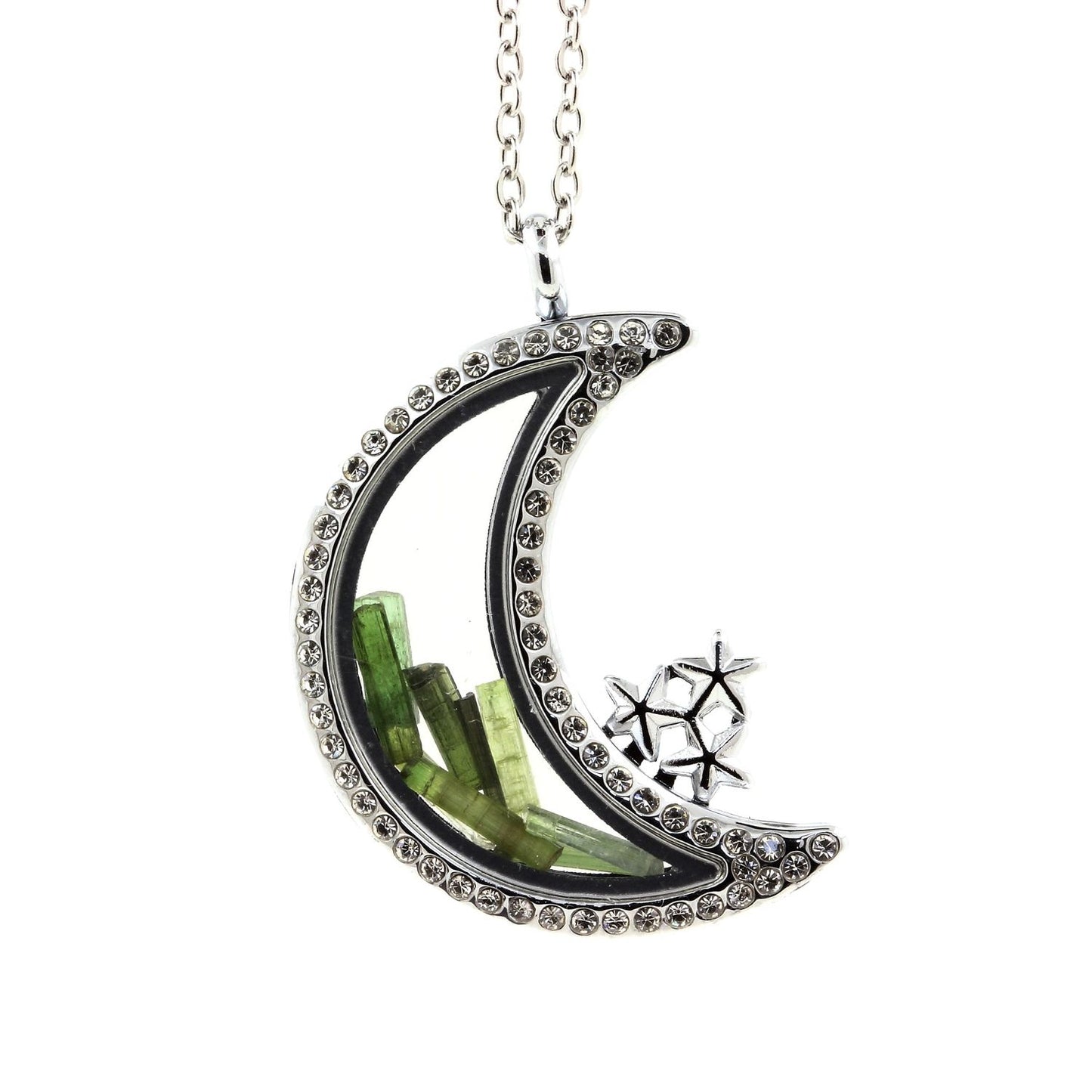 Collier Tourmaline verte brut modèle Lune