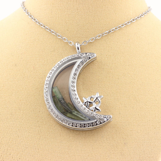 Collier Tourmaline verte brut modèle Lune