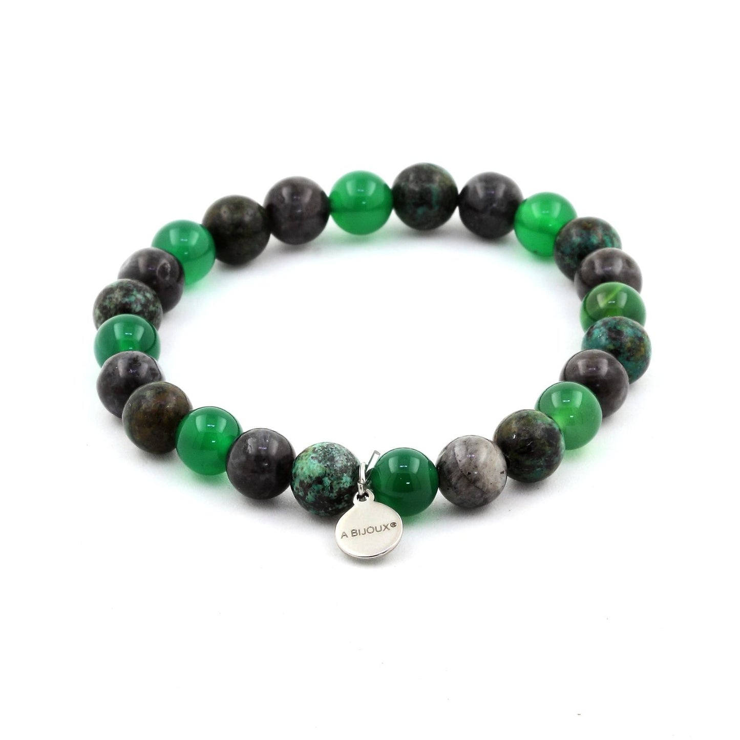 Turquoise Africaine + Labradorite + Agate verte. Bracelet Perles naturelles