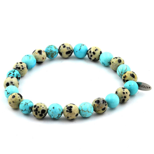 Turquoise Howlite + Jaspe Dalmatien Bracelet Perles