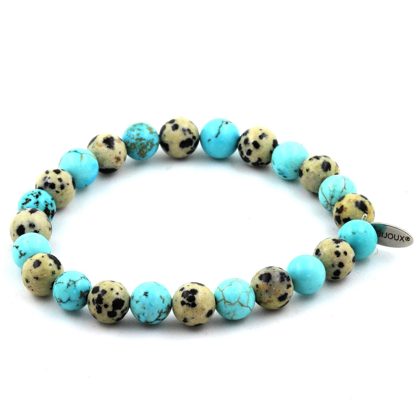 Turquoise Howlite + Jaspe Dalmatien Bracelet Perles