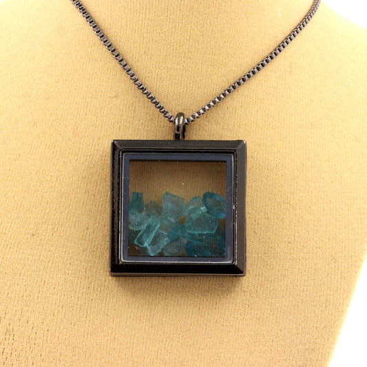 Collier Apatite Paraiba naturels modèle carré