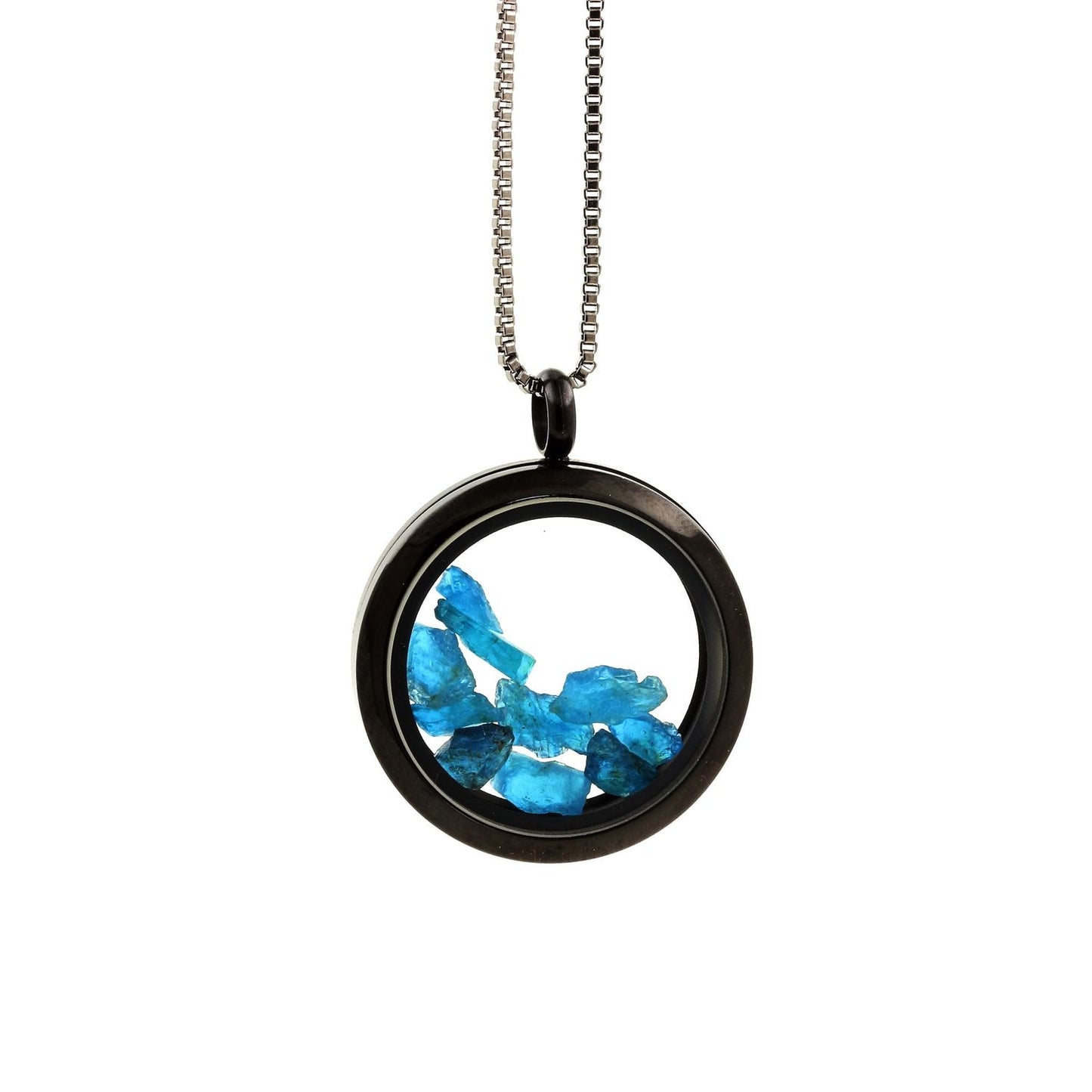 Collier Apatite bleu neon modèle Médaillon