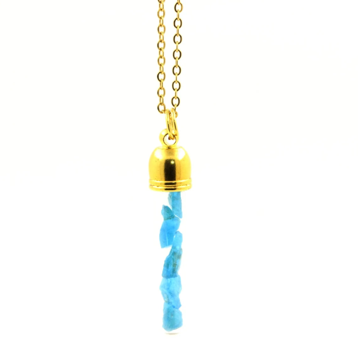 Collier Apatite bleu neon brut modèle tube