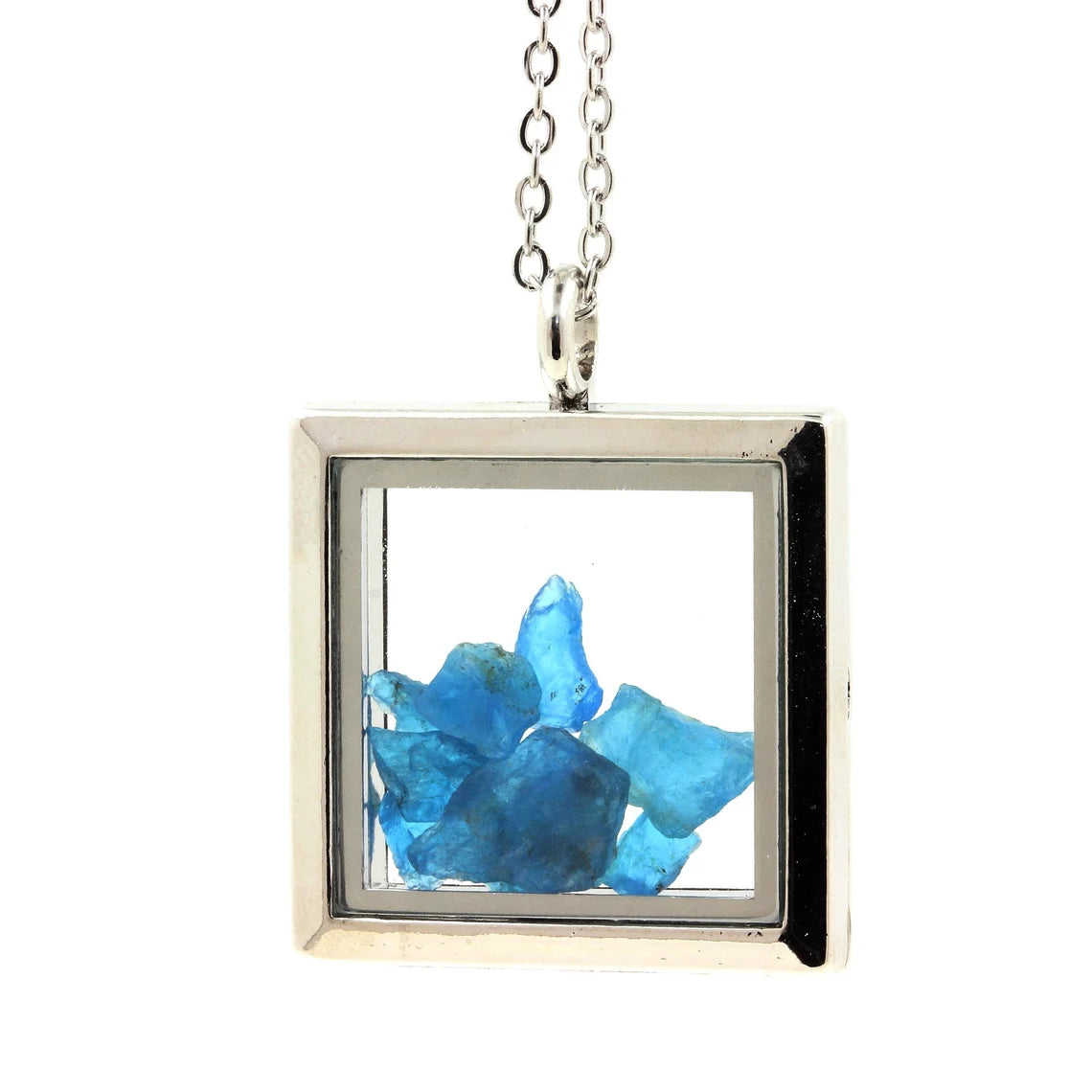 Collier Apatite bleu neon naturels modèle carré