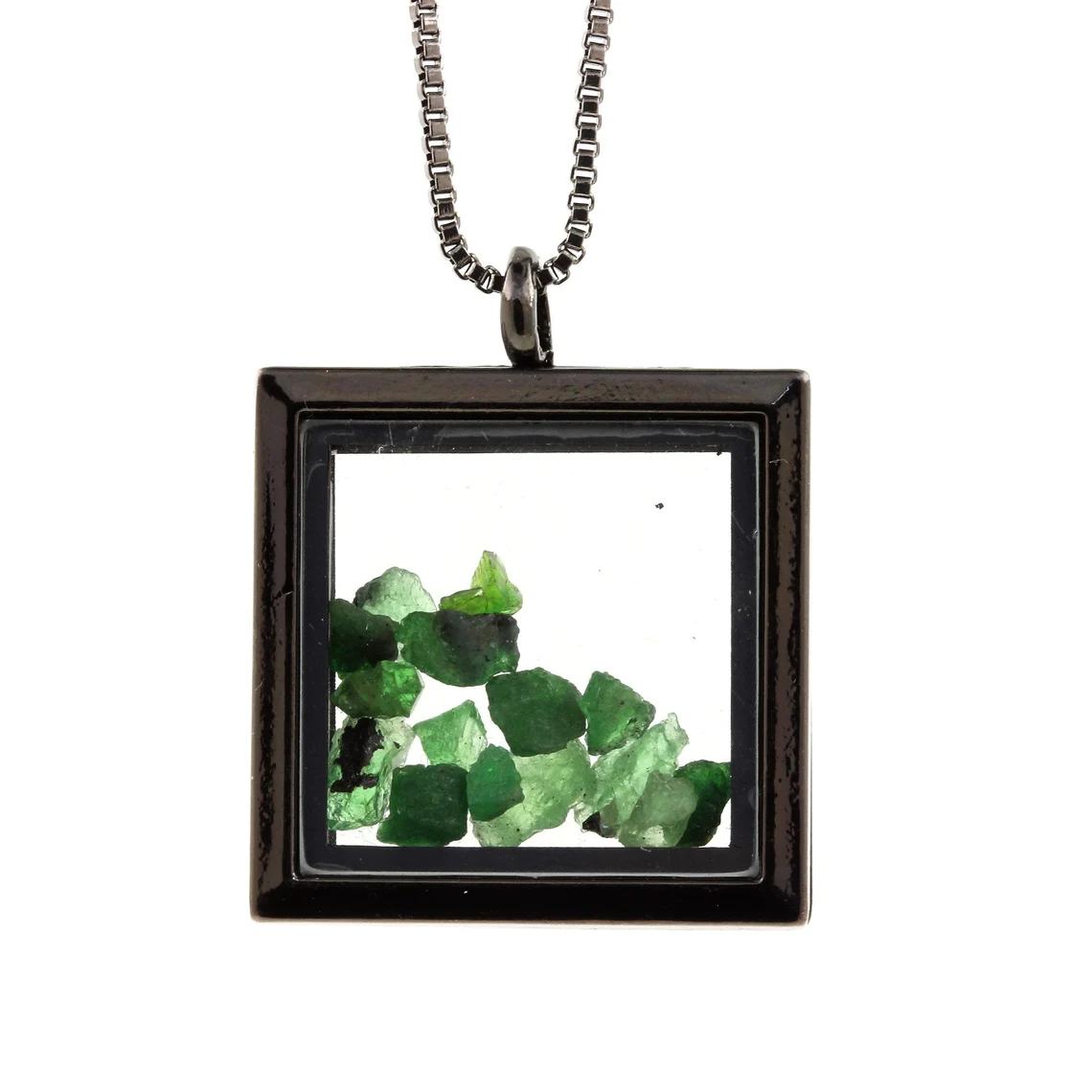 Collier Grenat Tsavorite naturels modèle carré