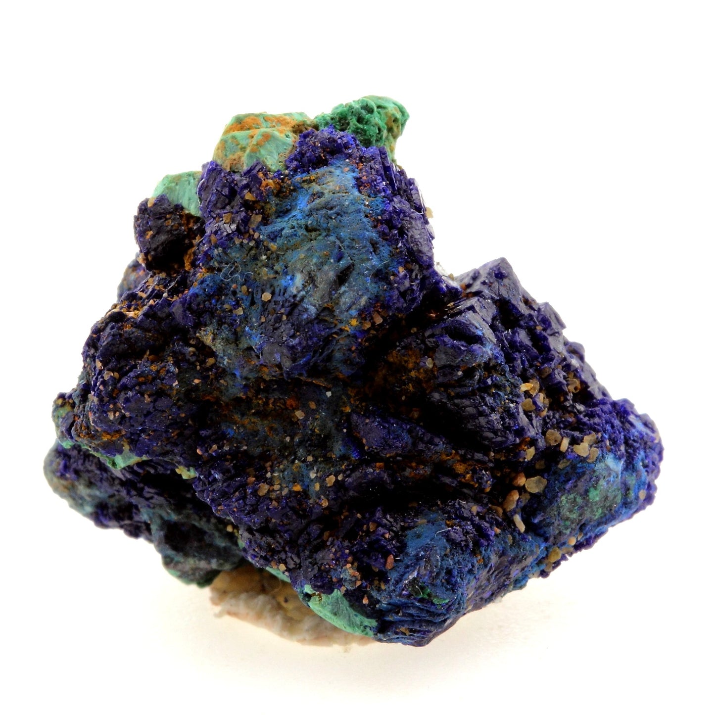 Chessylite (Azurite) + Cuprite. 40.26 carats. Chessy-les-Mines, Rhône, France