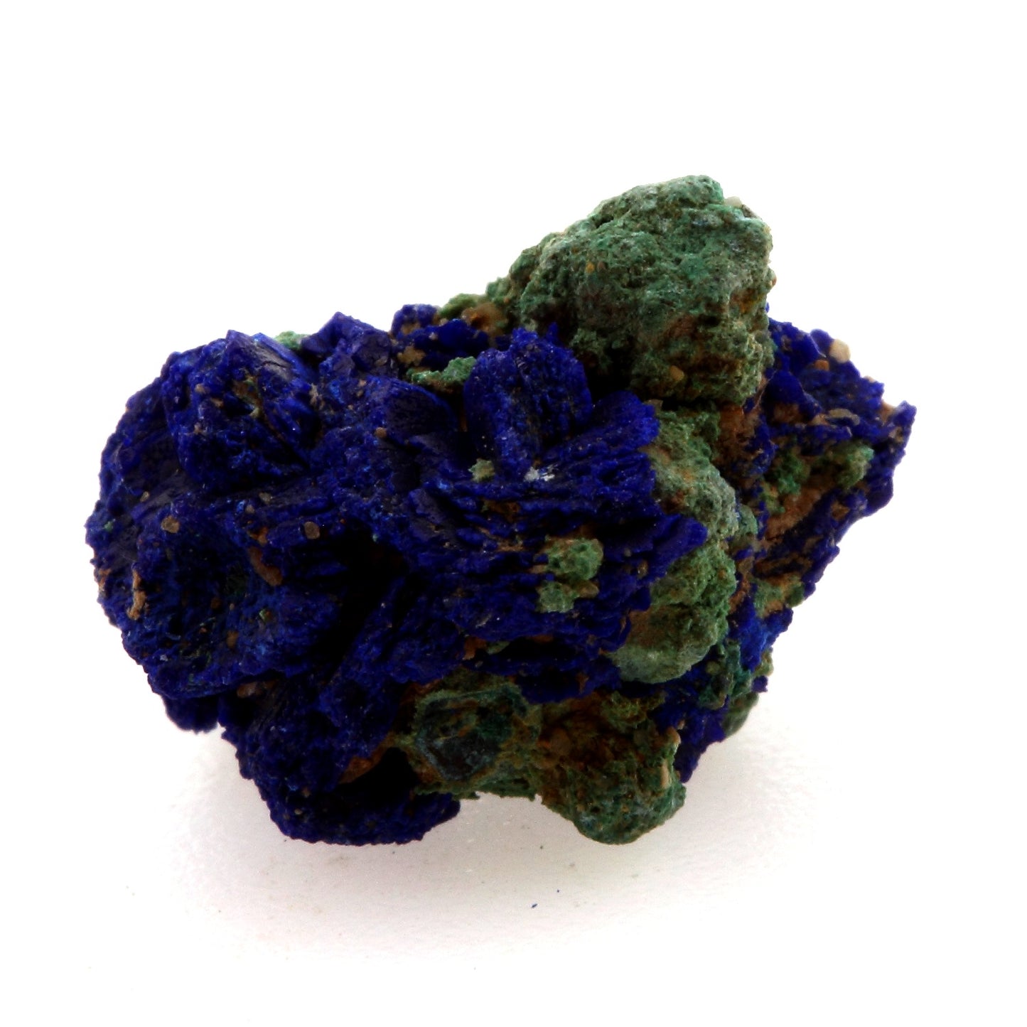 Chessylite (Azurite) + Cuprite. 6.33 carats. Chessy-les-Mines, Rhône, France