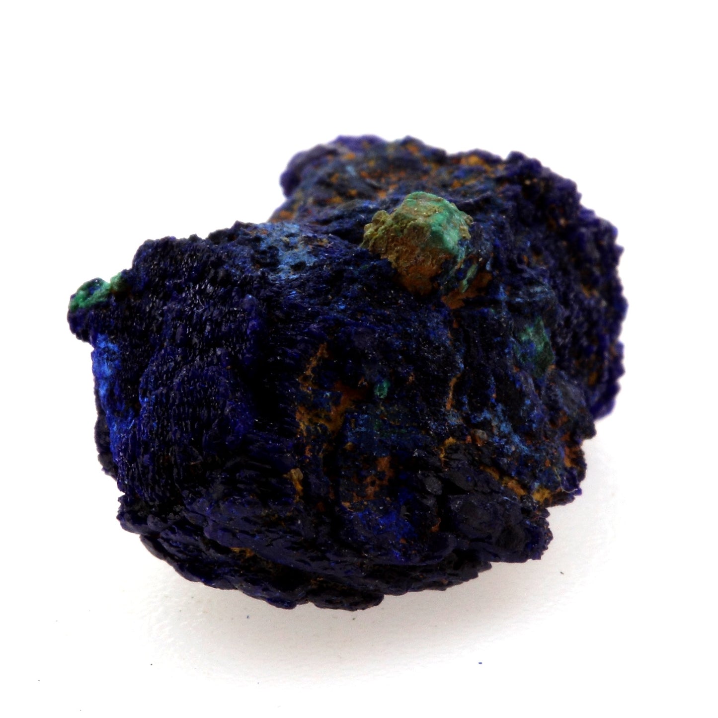 Chessylite (Azurite) + Cuprite. 9.54 carats. Chessy-les-Mines, Rhône, France