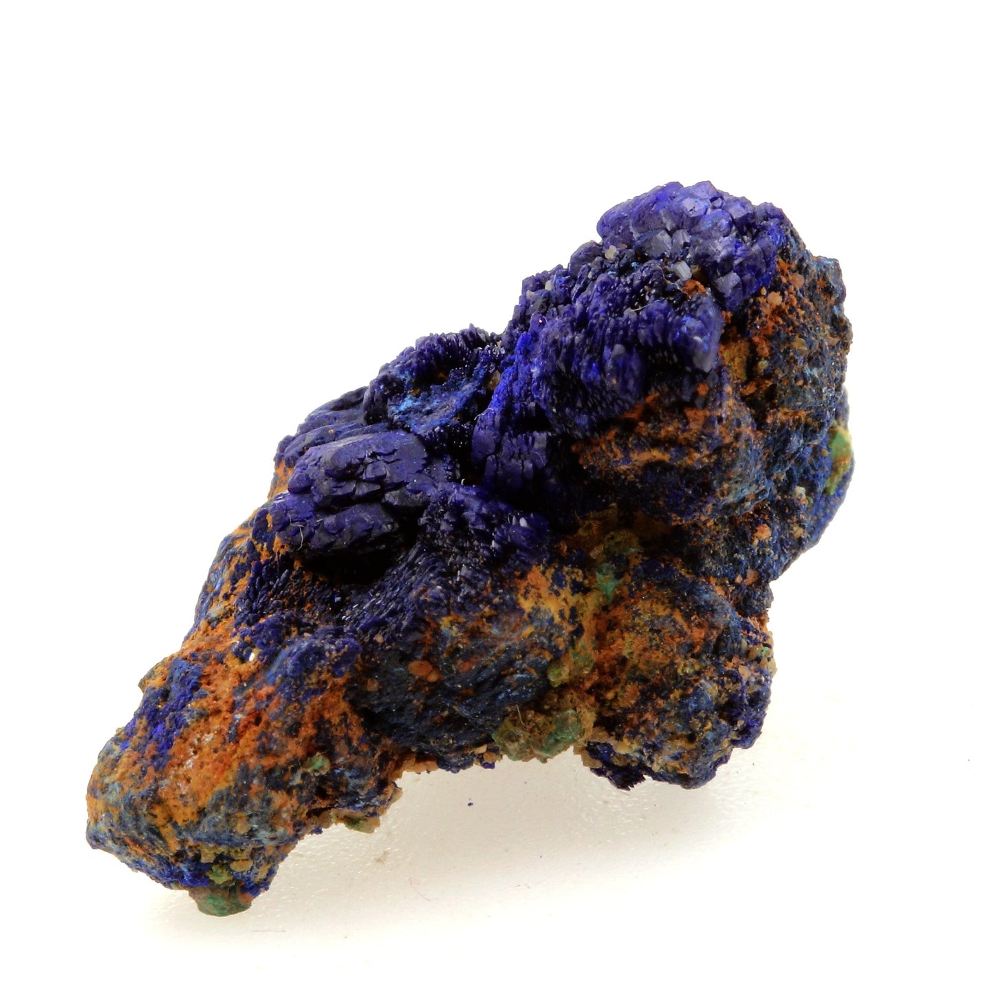 Chessylite (Azurite) + Cuprite. 23.43 carats. Chessy-les-Mines, Rhône, France