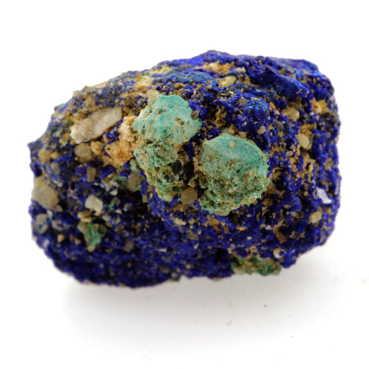 Chessylite (Azurite) + Cuprite. 42.38 carats. Chessy-les-Mines, Rhône, France