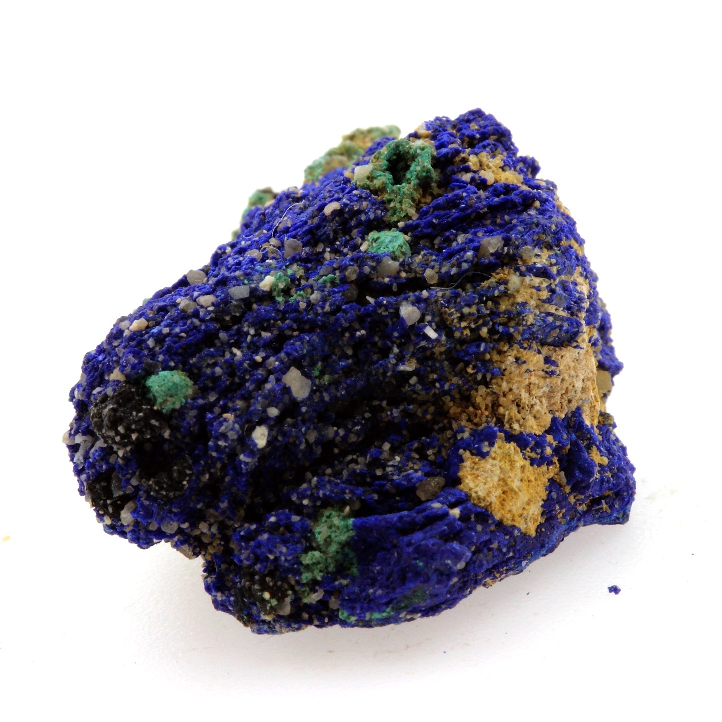 Chessylite (Azurite) + Cuprite. 42.38 carats. Chessy-les-Mines, Rhône, France