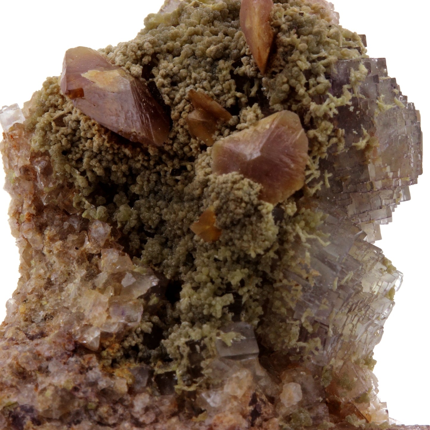 Wulfenite, Mimetite, Fluorite. 148.9 carats. Lantignié, France