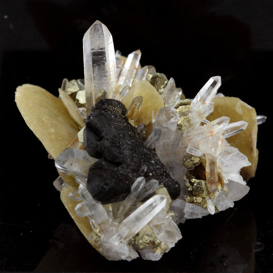 Siderite, Quartz, Pyrite, Bournonite. 38.64 carats. Mésage Mine, Vizille, France
