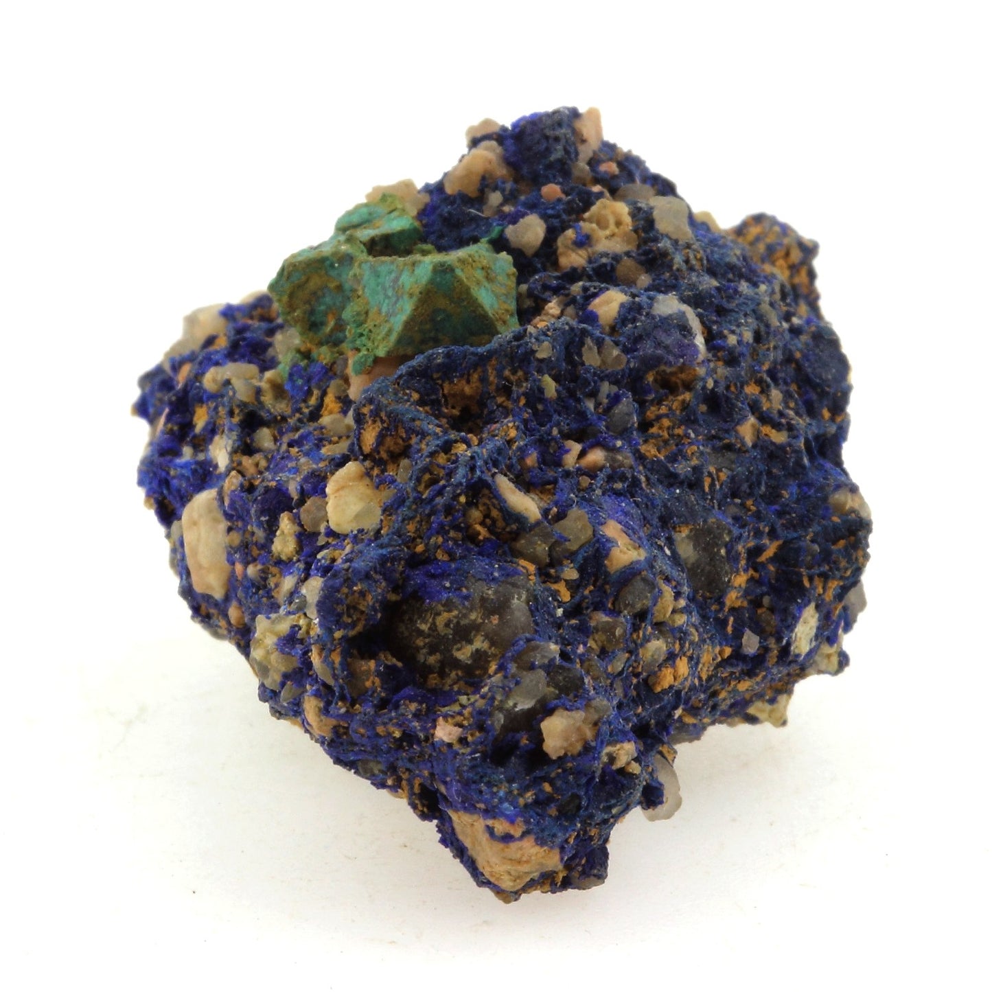 Chessylite (Azurite) + Cuprite. 55.1 carats. Chessy-les-Mines, Rhône, France