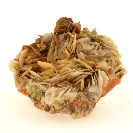 Wulfenite + Baryte + Fluorite. 107.6 carats. Lantignié, France