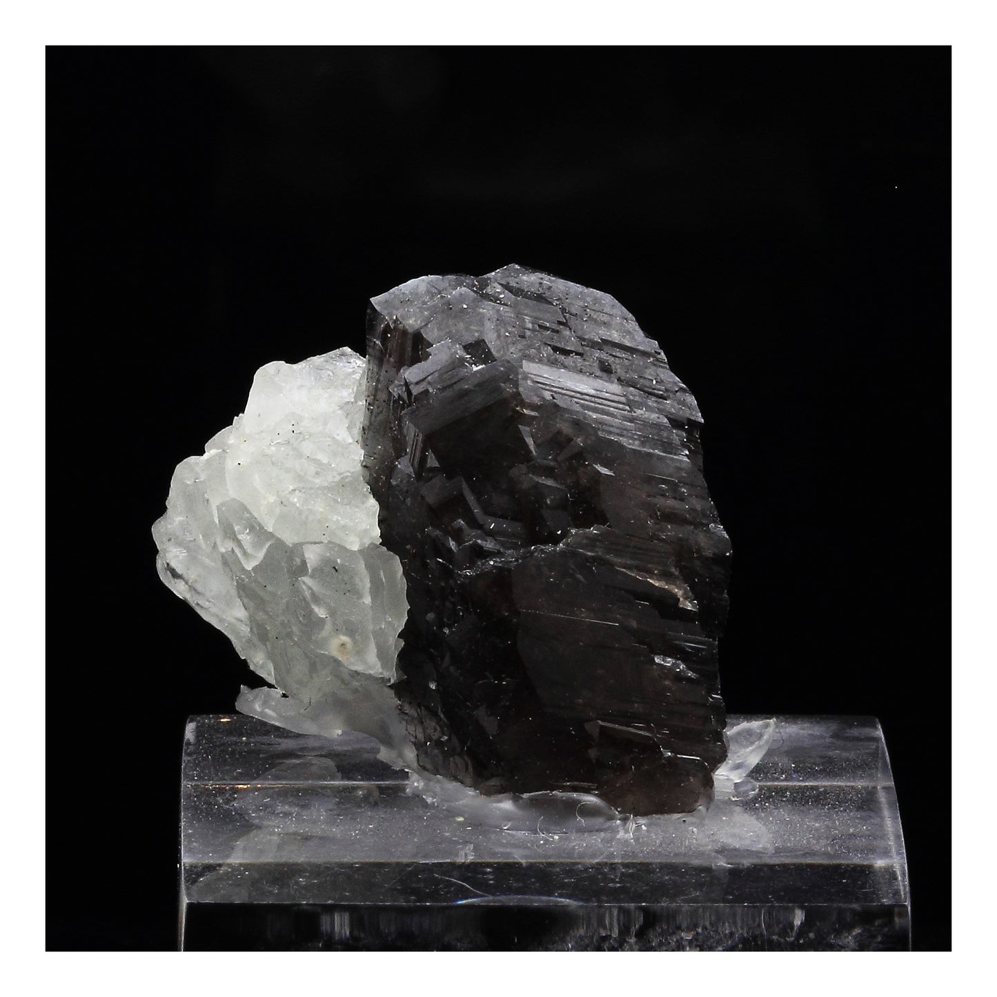 Axinite + Prehnite. 70.5 carats. Dalnegorsk, Primorsky Krai, Russie