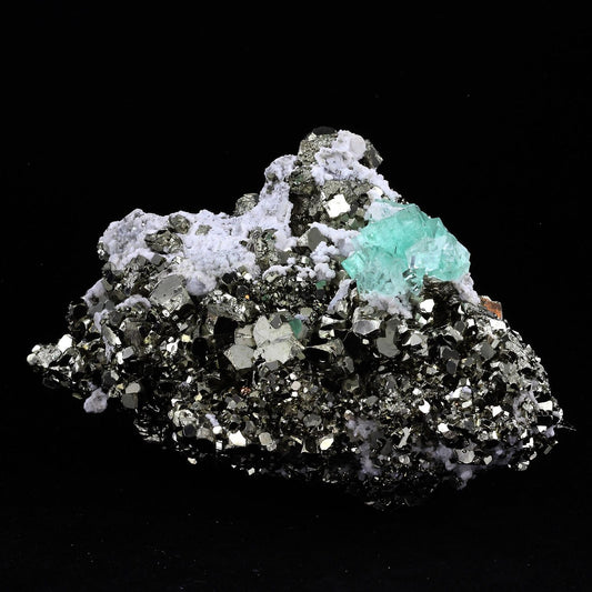 Pyrite + Fluorite. 2212.0 carats. Huanzala Mine, Huallanca, Pérou