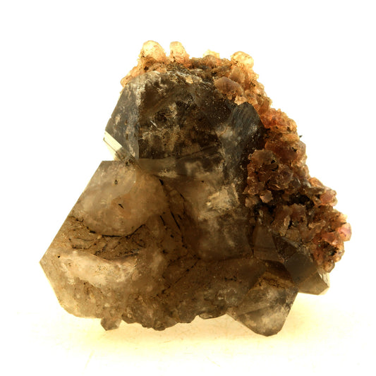 Fluorite rose + Quartz fumé. 193.0 carats. Massif du Mont-Blanc, France