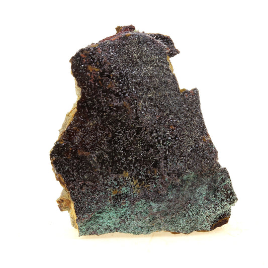 Mimetite, Cuprite, Malachite. 99.0 carats. Rouez mine, Sarthe, France