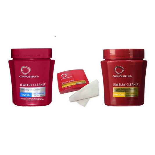 Connoisseurs Nettoyant pour bijoux Precious. 236 ml + Connoisseurs Nettoyant pour bijoux Silver. 236 ml + 25 Lingettes