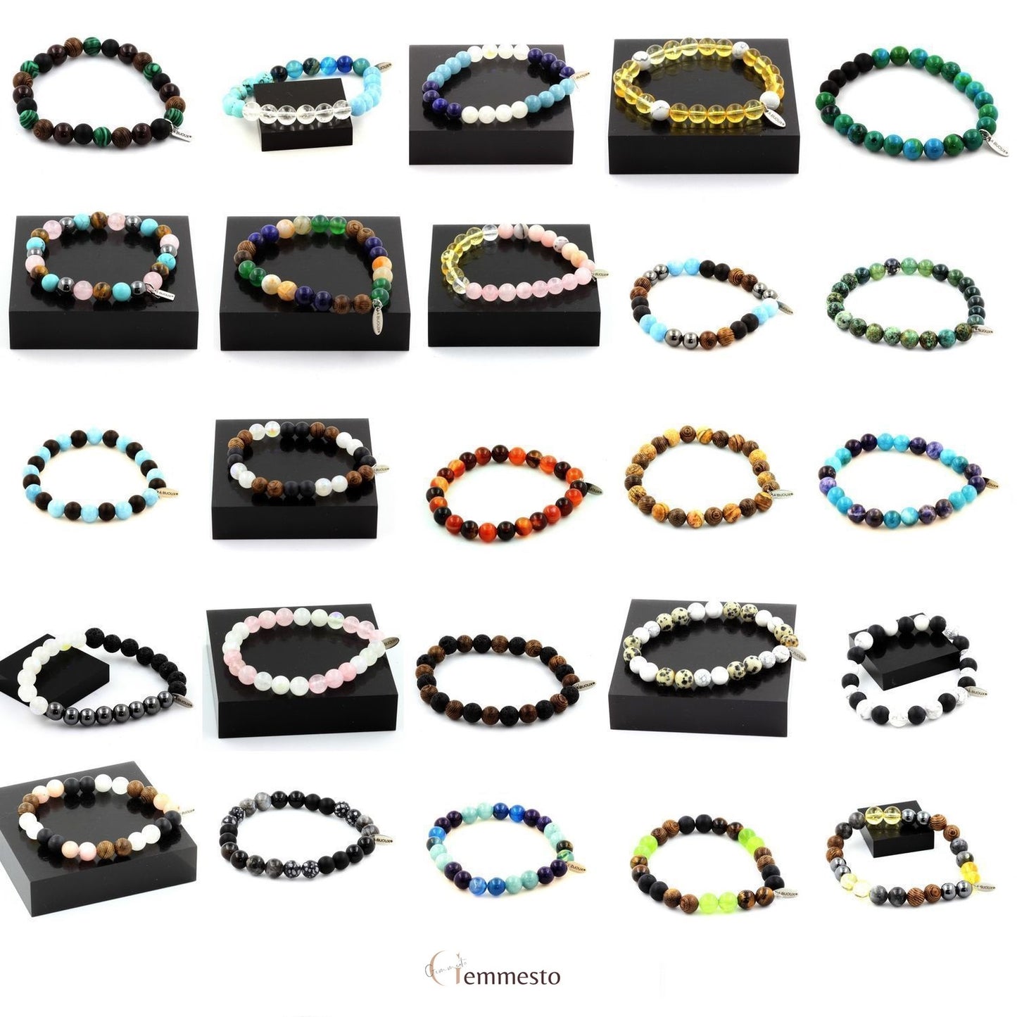 Pietersite des USA + Perles Onyx noir mat. Bracelet en Perles naturelles