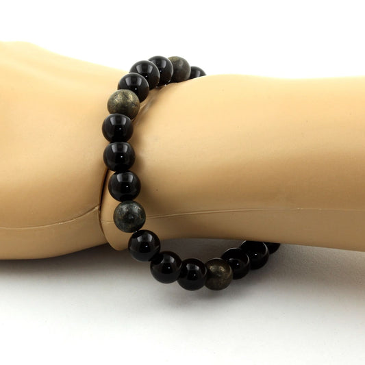 Agate noire + Pyrite d' Afrique du Sud. Perles naturelles