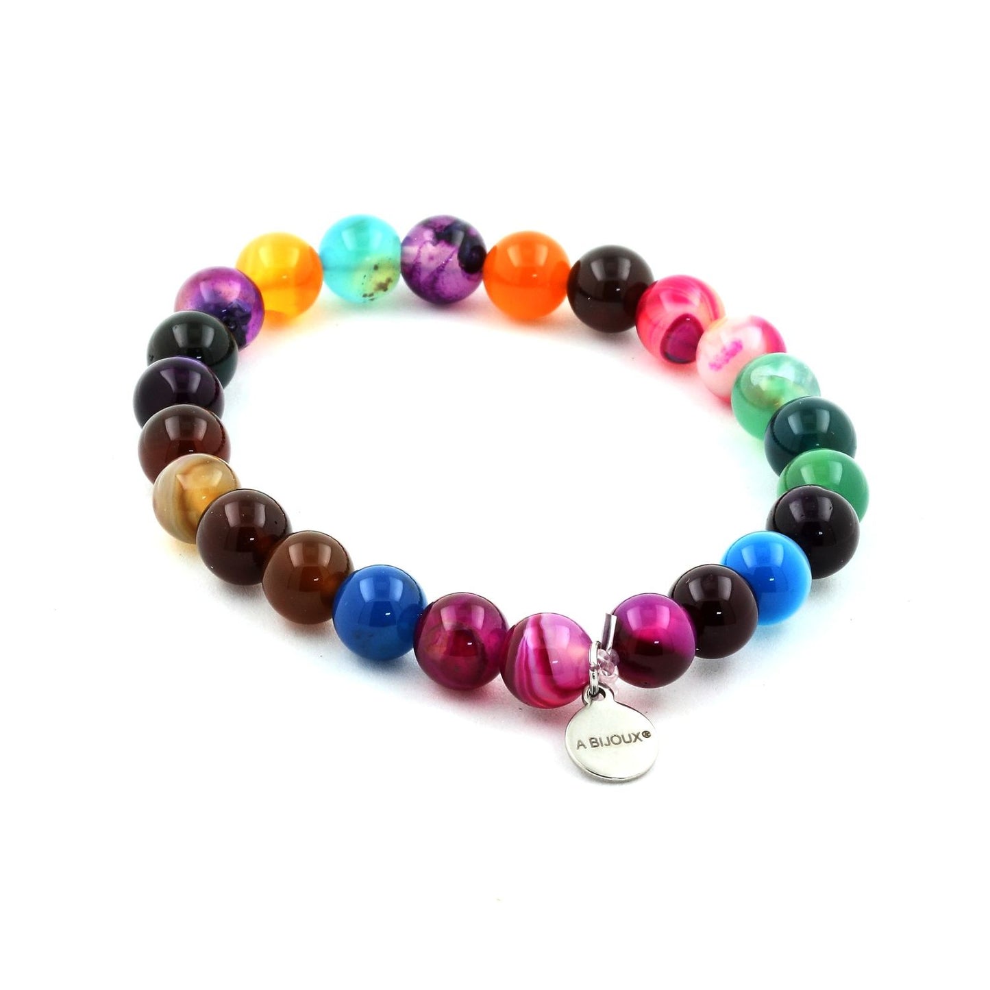 Agate rubanée multicolore. Bracelet Perles naturelles