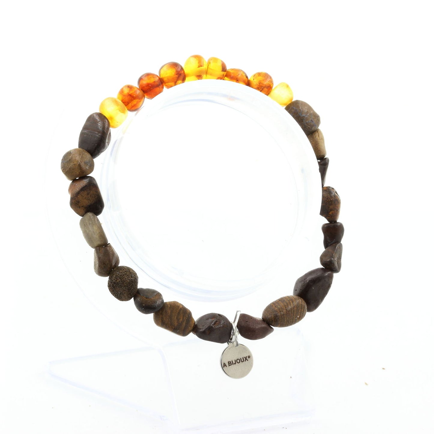 Ambre véritable de la mer Baltique + Opale Boulder d'Australie. Bracelet Perles naturelles