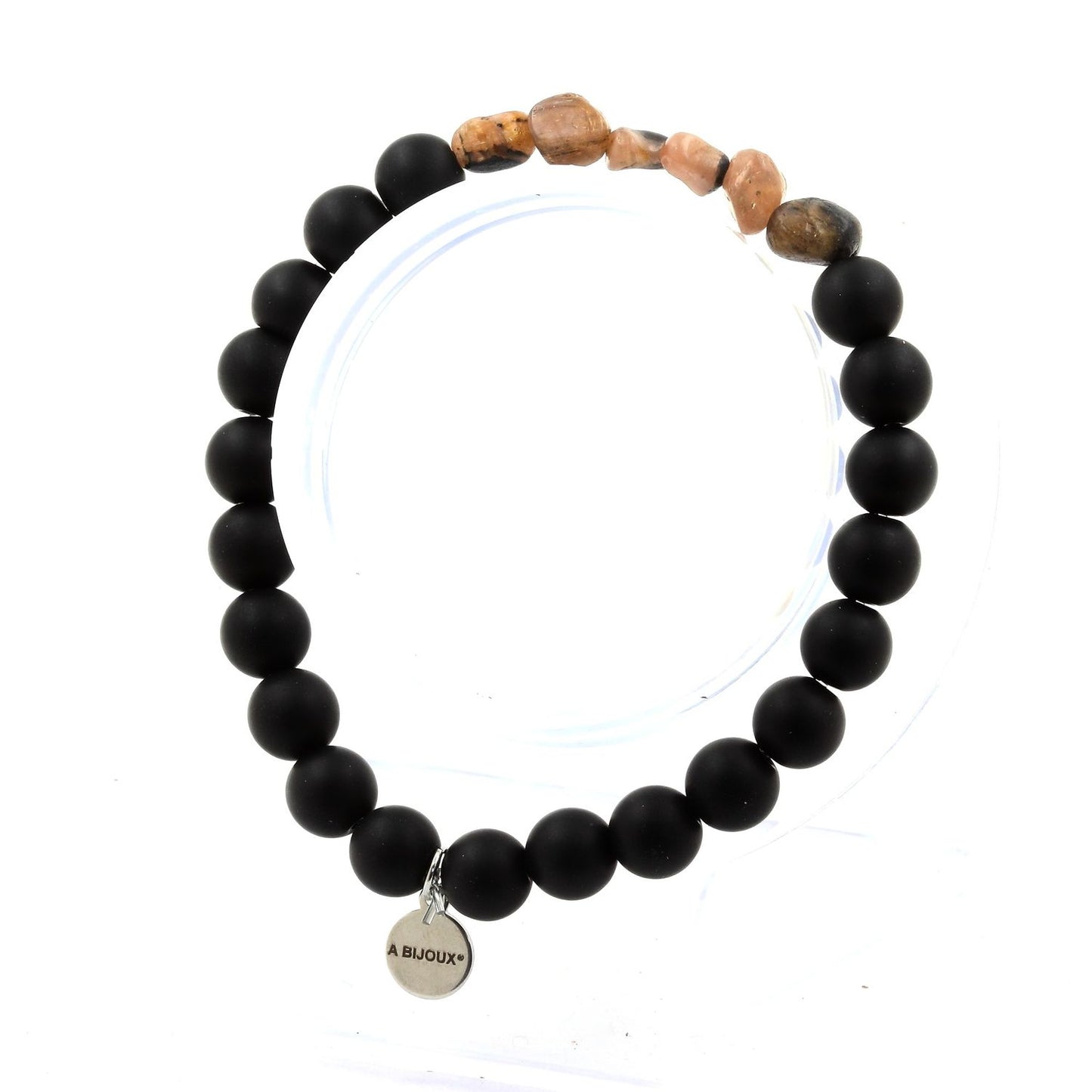 Andalousite des USA + Perles Onyx noir mat. Bracelet Perles