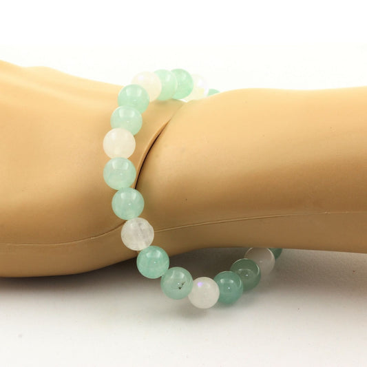 Angélite + Pierre de lune. Bracelet Perles naturelles