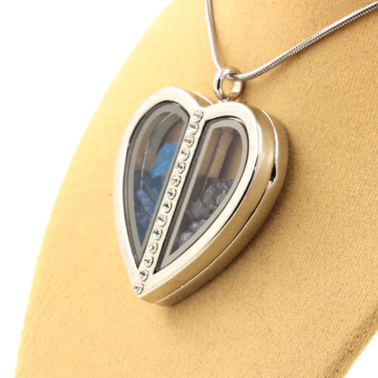 Collier Apatite bleu neon + Saphir brut modèle coeur