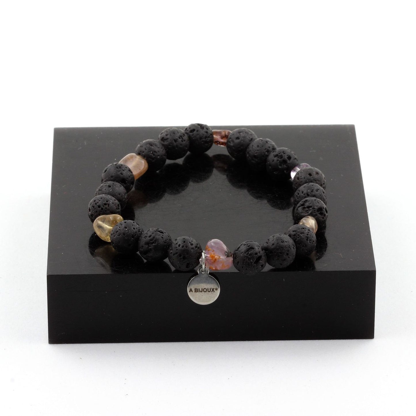 Auralite du Canada + Perles Lave. Bracelet Perles naturelles