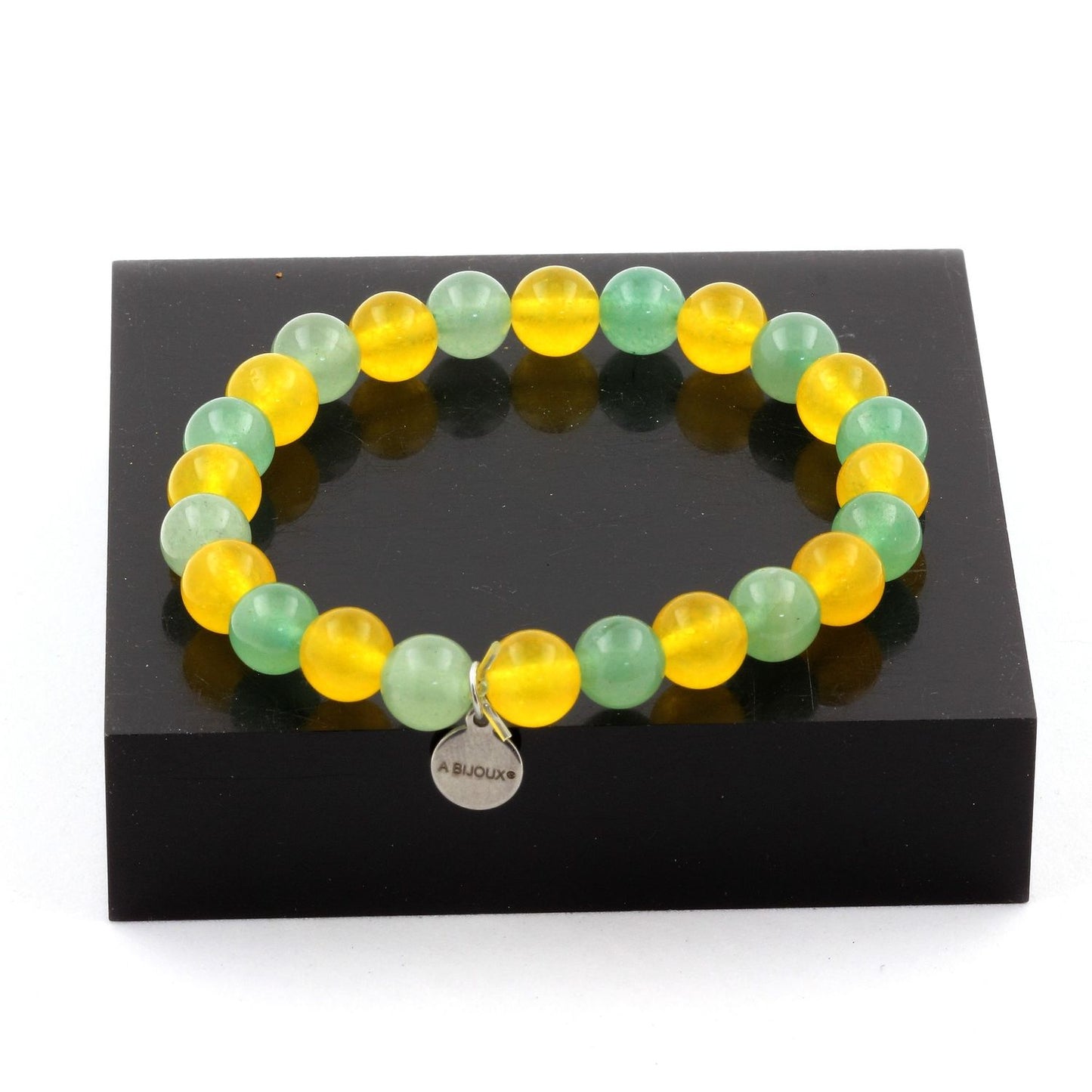 Aventurine + Agate jaune. Bracelet Perles naturelles