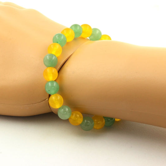 Aventurine + Agate jaune. Bracelet Perles naturelles