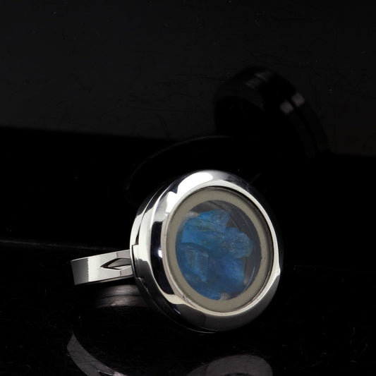 Bague Apatite bleu neon