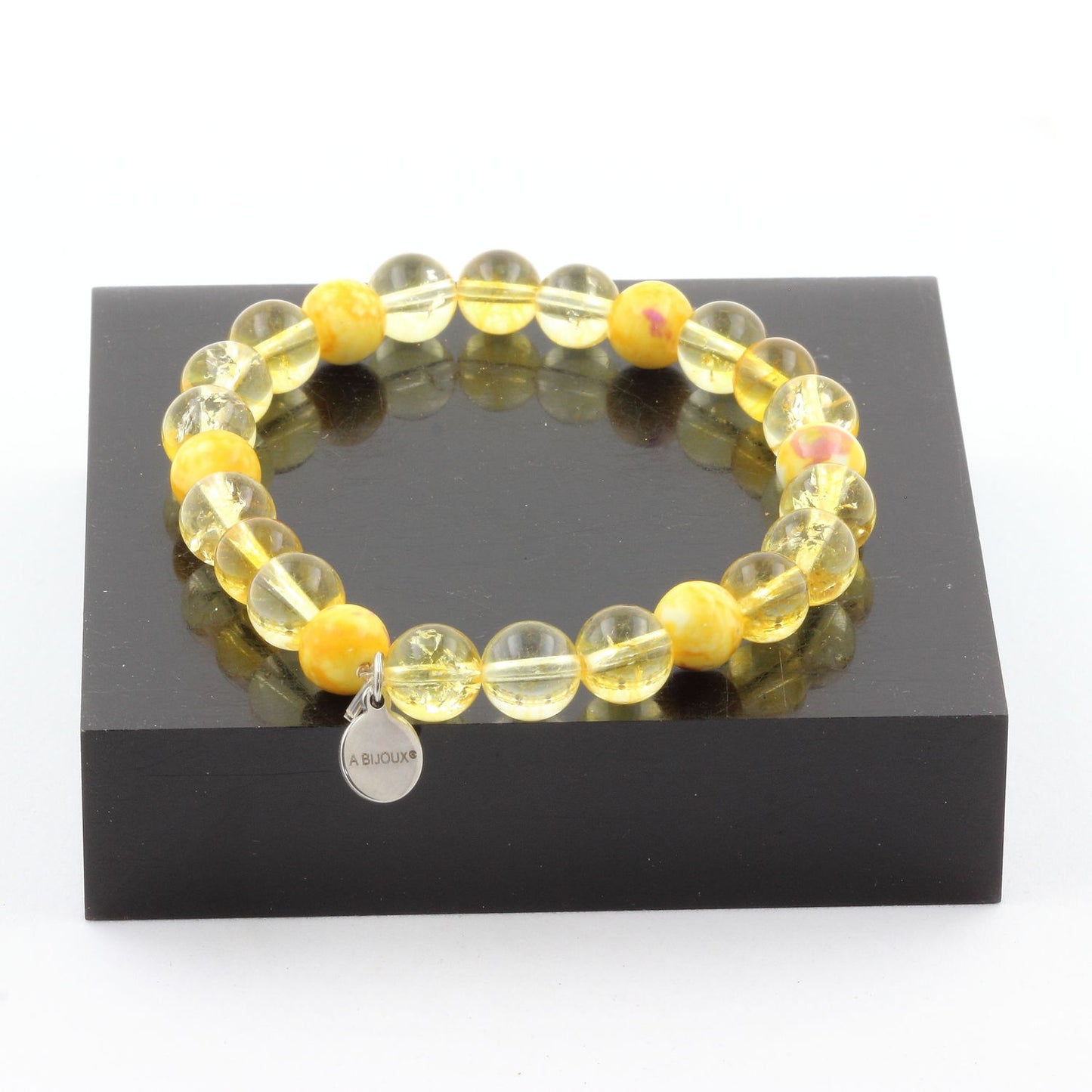 Citrine + Jaspe jaune violet. Bracelet Perles naturelles