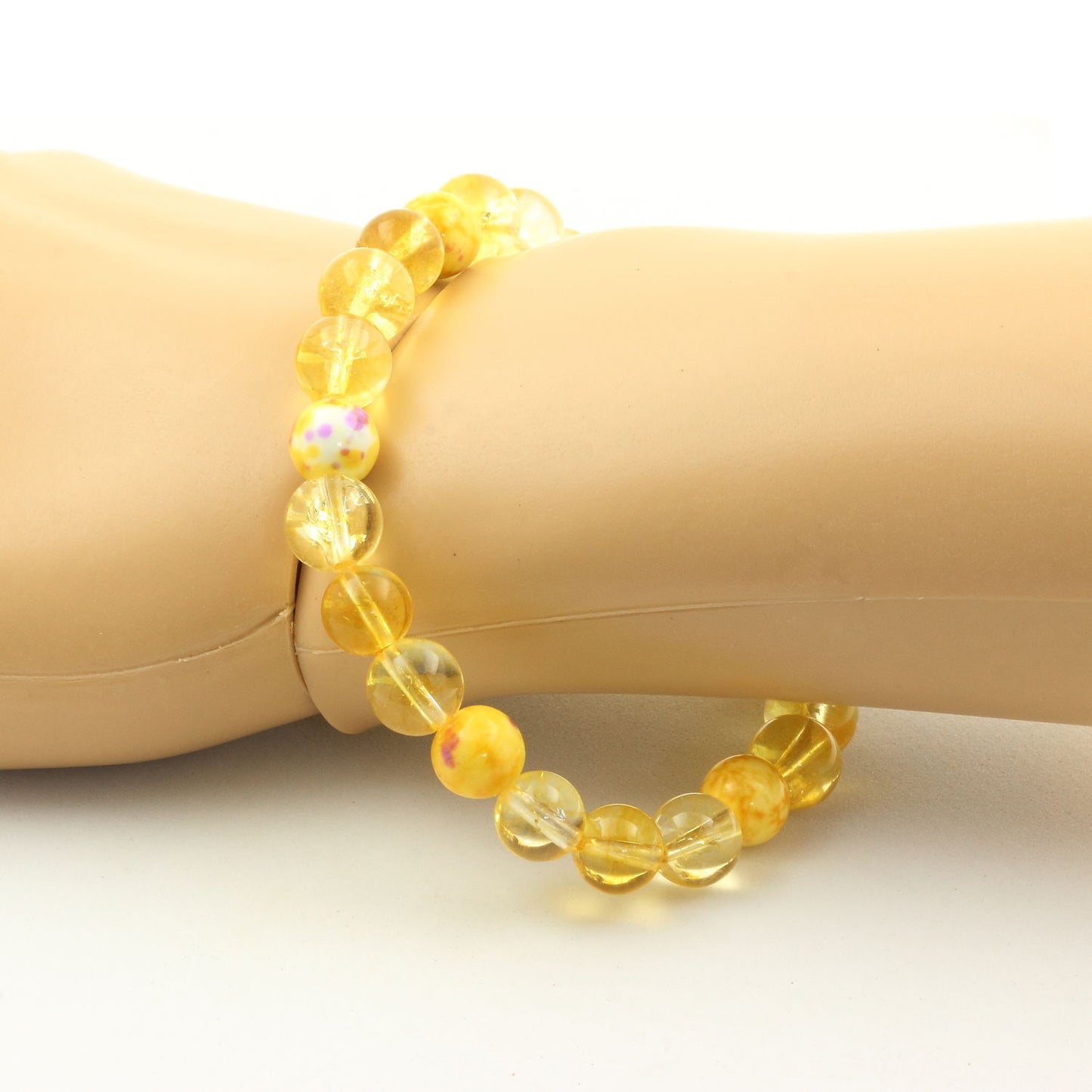 Citrine + Jaspe jaune violet. Bracelet Perles naturelles
