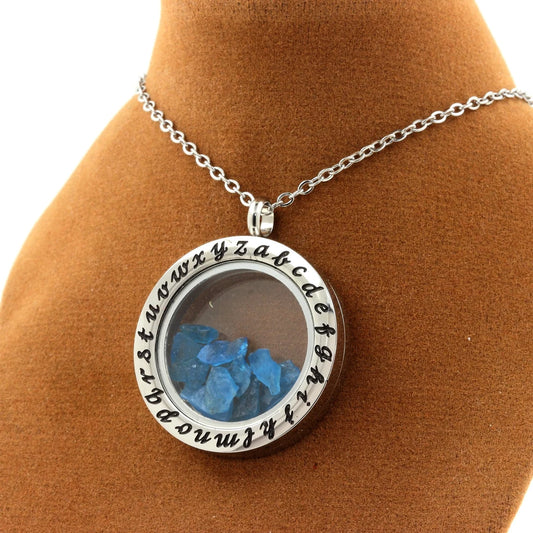 Collier Apatite bleu neon modèle Alphabet