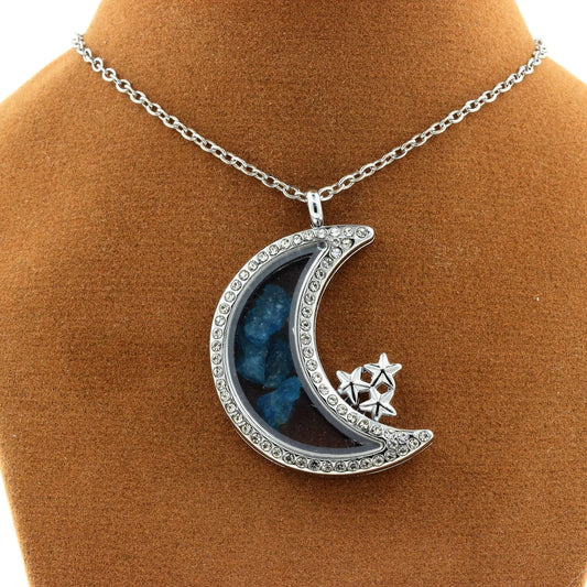 Collier Apatite bleu neon modèle Lune