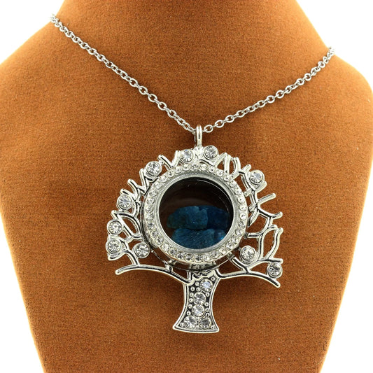 Collier Apatite bleu neon brut modèle arbre
