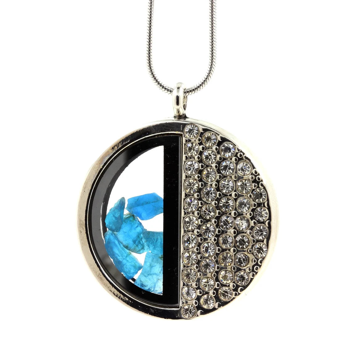 Collier Apatite bleu neon modèle demi-cercle
