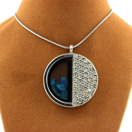 Collier Apatite bleu neon modèle demi-cercle